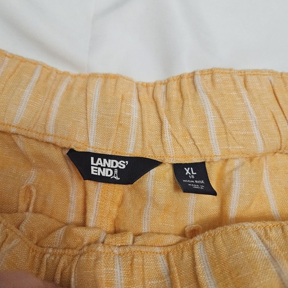 Lands End Orange And White Striped Linen Shorts With Pockets! - Picture 2 of 6